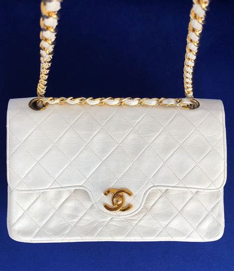 coco chanel white bag|authentic pre owned chanel bags.